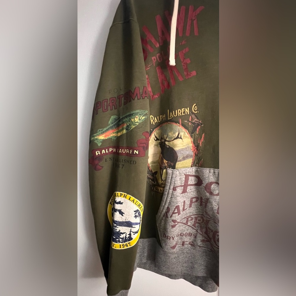 Polo Ralph Lauren Men Olive and Gray Graphic Sweatshirt - Picture 3 of 5